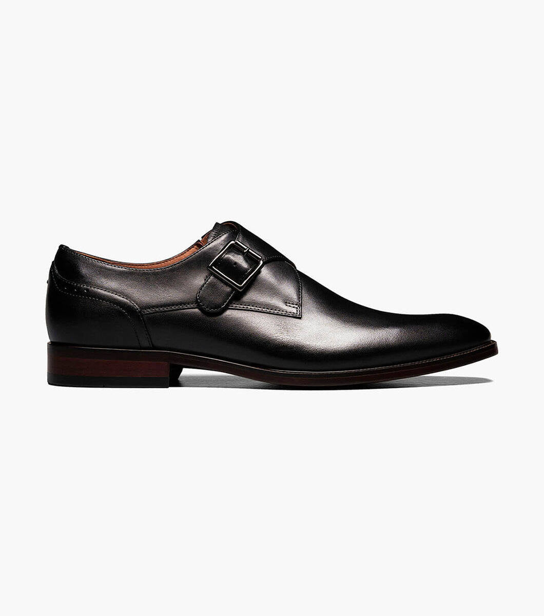 SORRENTO Plain Toe Single Monk Strap - Black