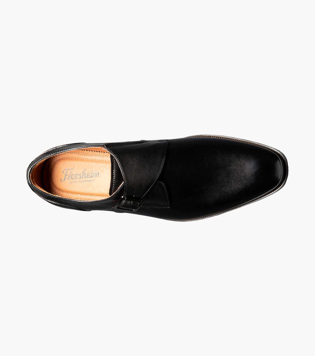 SORRENTO Plain Toe Single Monk Strap - Black