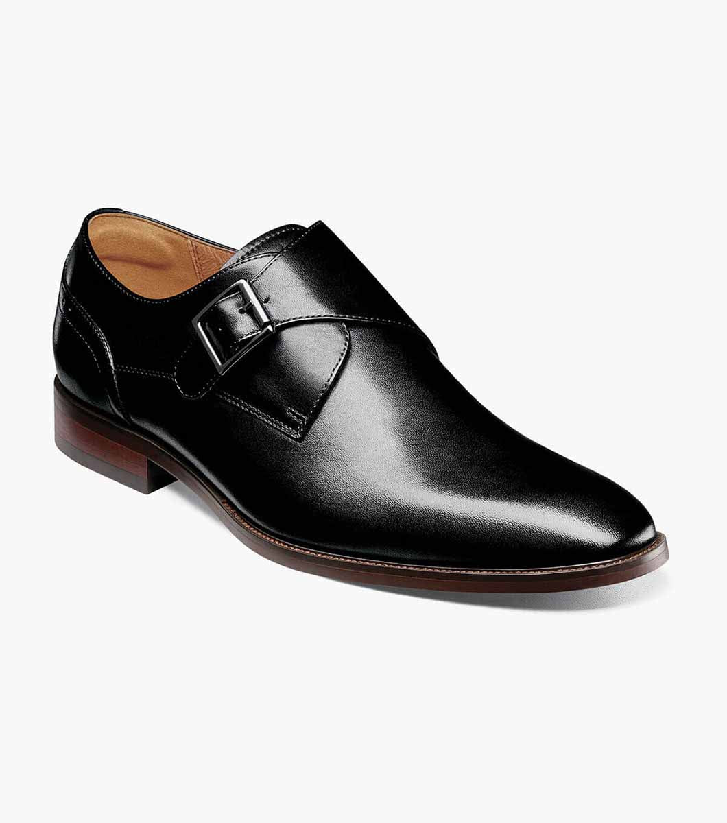 SORRENTO Plain Toe Single Monk Strap - Black