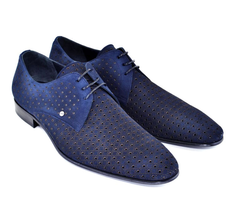 Corrente 2414 Suede Lace-Up Oxford - Navy