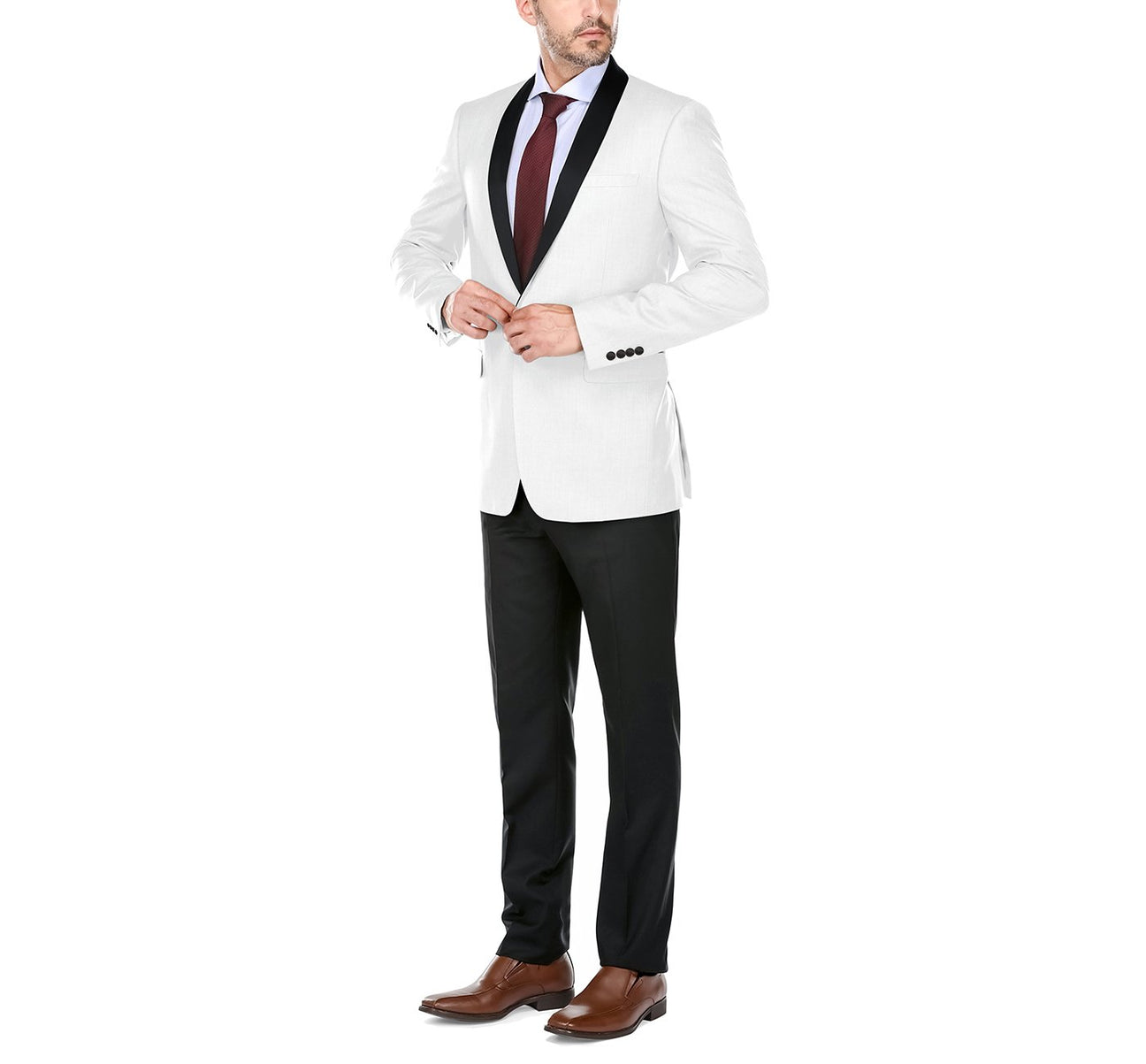 Renoir 201-16 Men's Slim Fit 2-Piece Shawl Lapel Slim Fit Tuxedo Suit