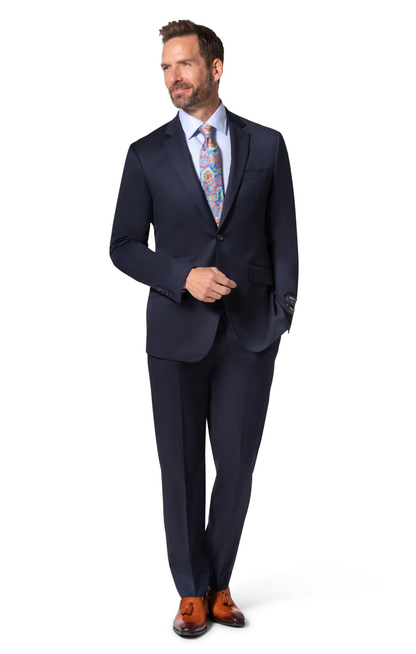 Bergamo Elegant - Reda | Modern Fit 2-Piece Solid Suit - Navy