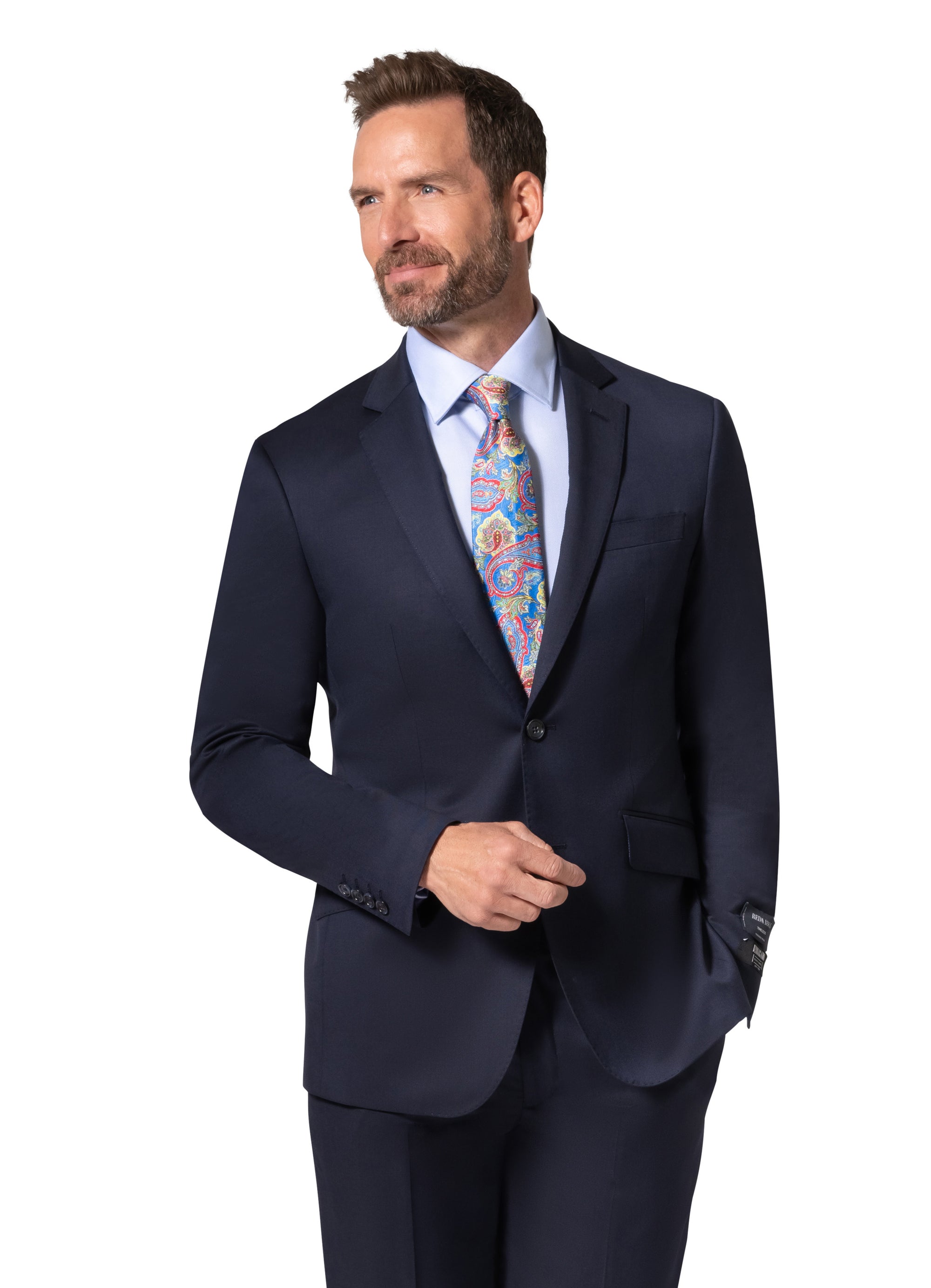 Bergamo Elegant - Reda | Modern Fit 2-Piece Solid Suit - Navy