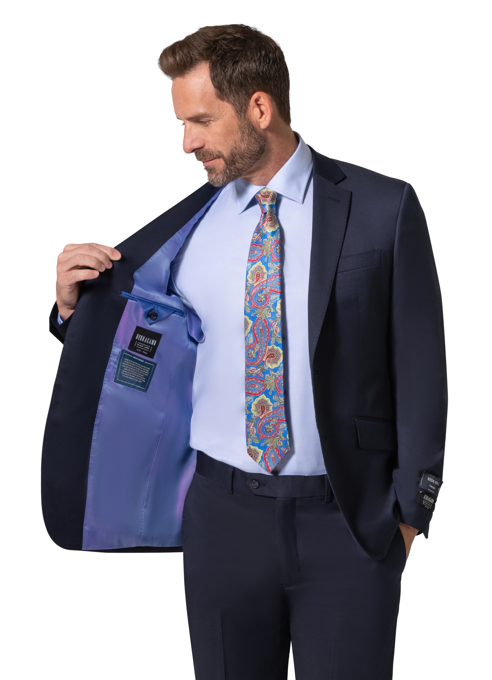 Bergamo Elegant - Reda | Modern Fit 2-Piece Solid Suit - Navy