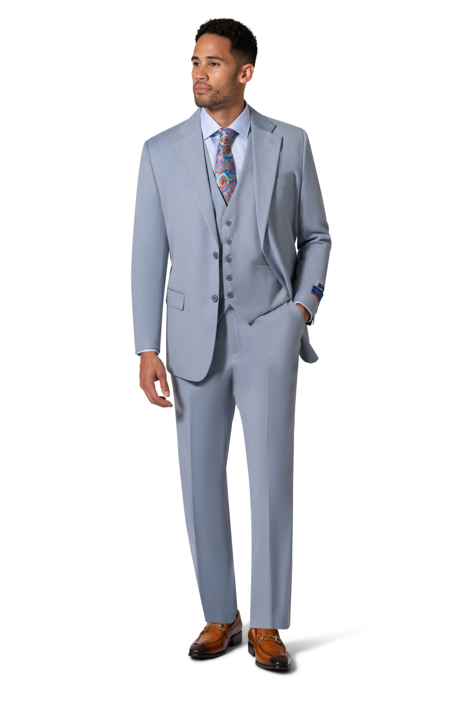 Berragamo MARCO UNI 3PC Notch Slim Suit - Light Blue