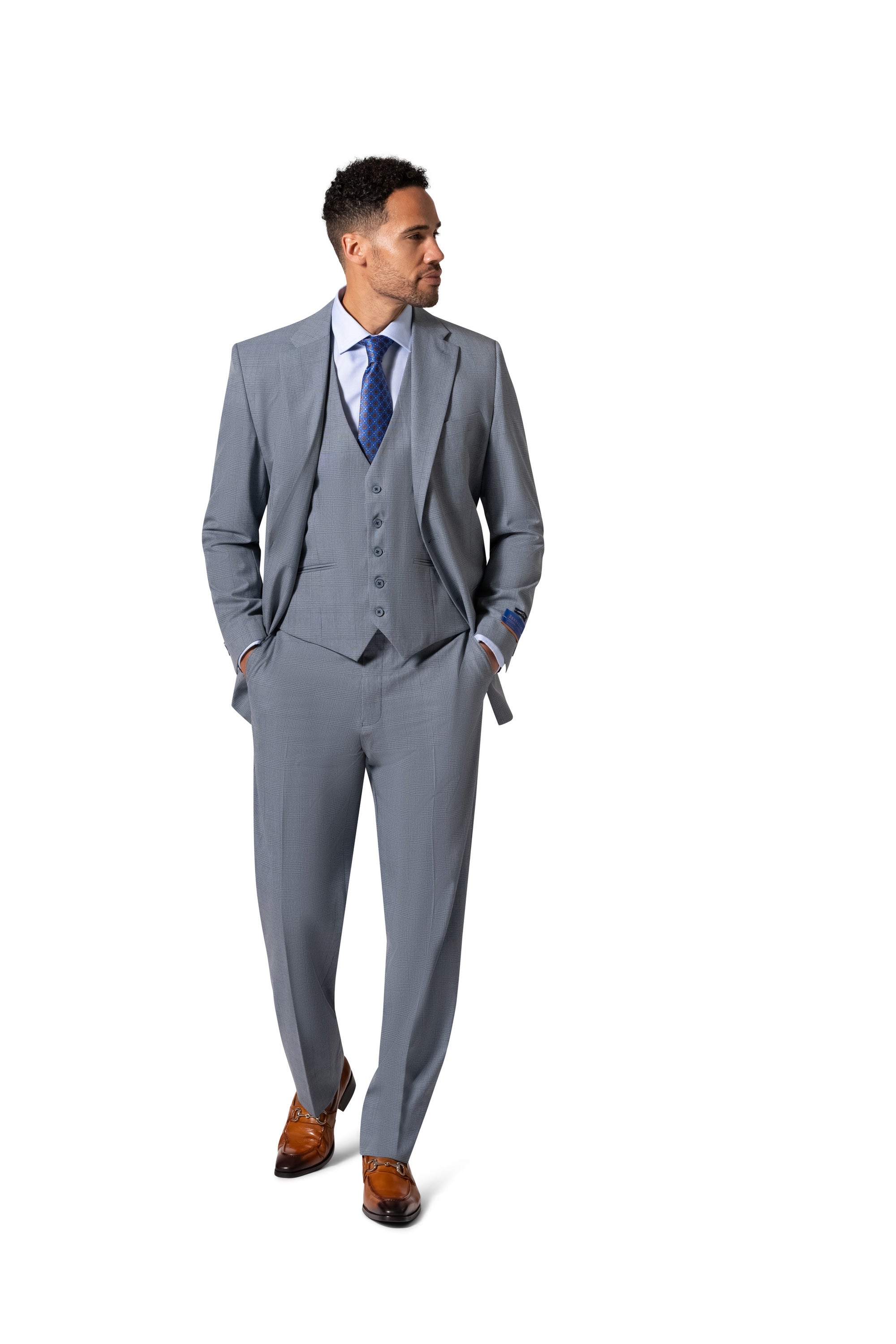 Bergamo Orange BP04KE-07 3PC Notch Slim Suit - Blue