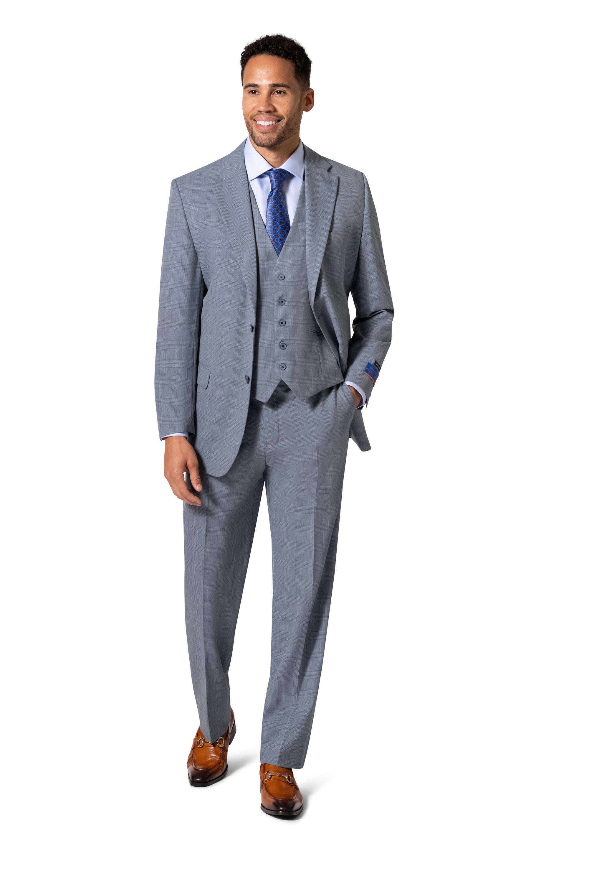 Bergamo Orange BP04KE-07 3PC Notch Slim Suit - Blue