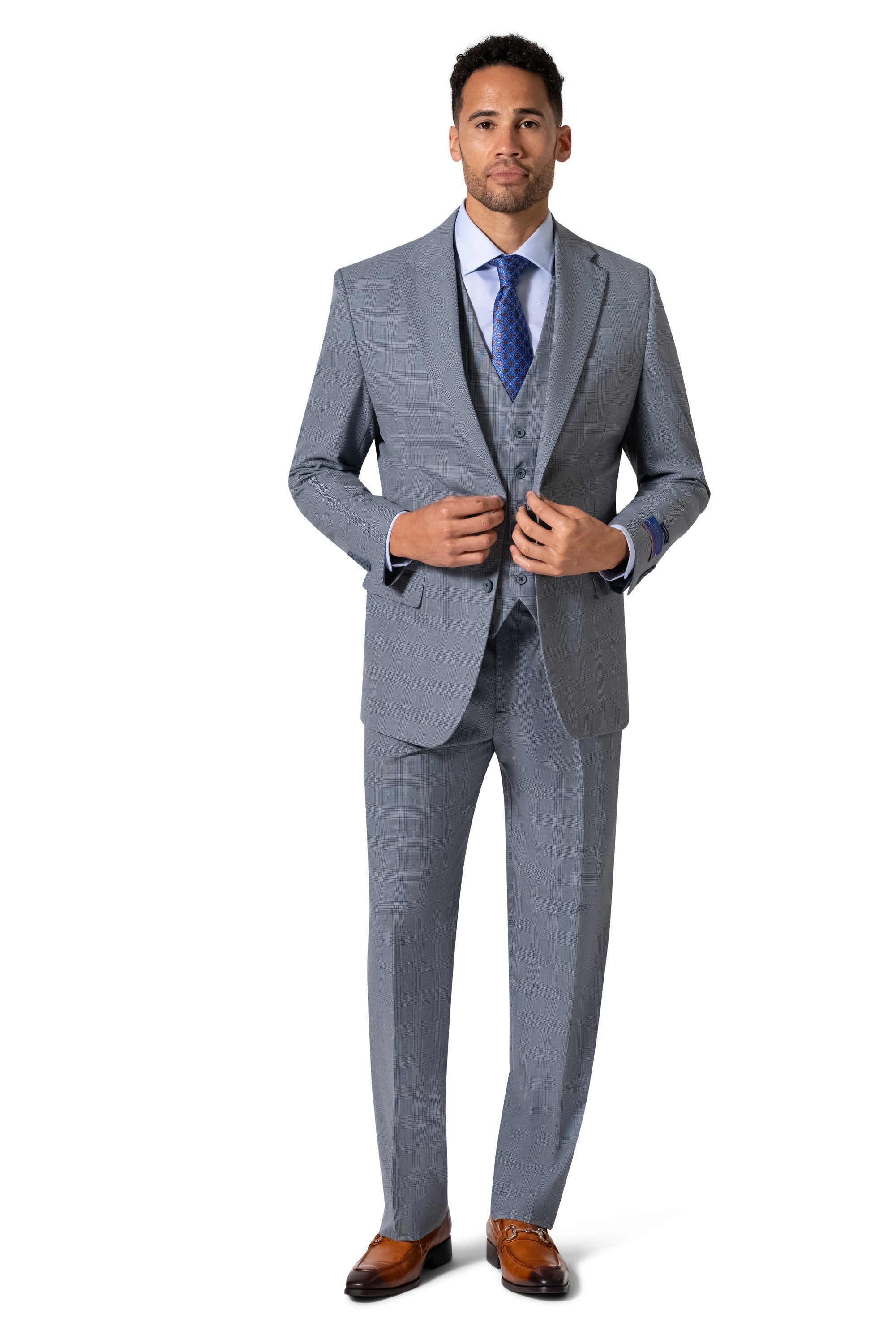 Berragamo Bp04ke-07 3pc Notch Modern Suit - Blue