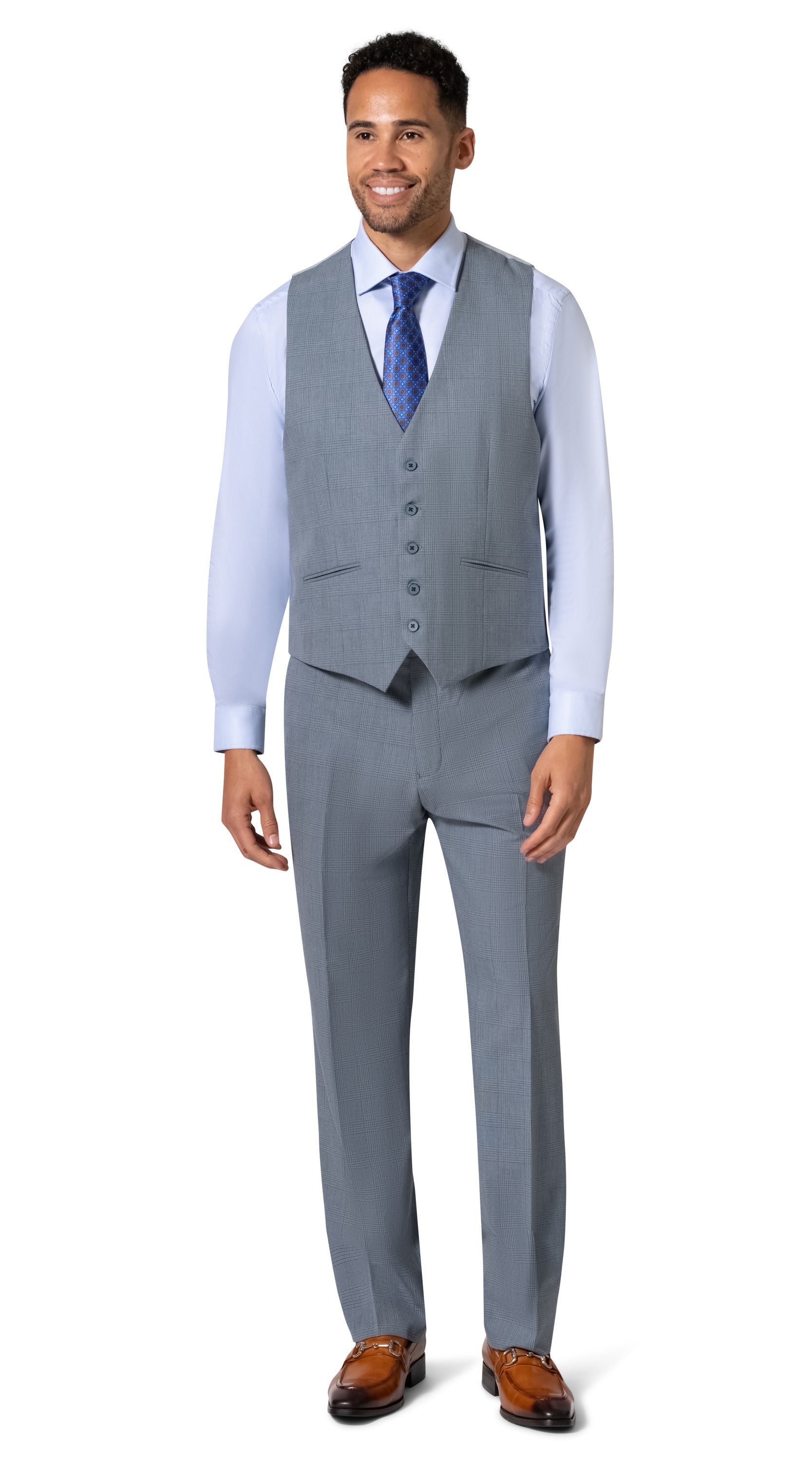 Berragamo BP04KE-07 3PC Notch Slim Suit - Blue