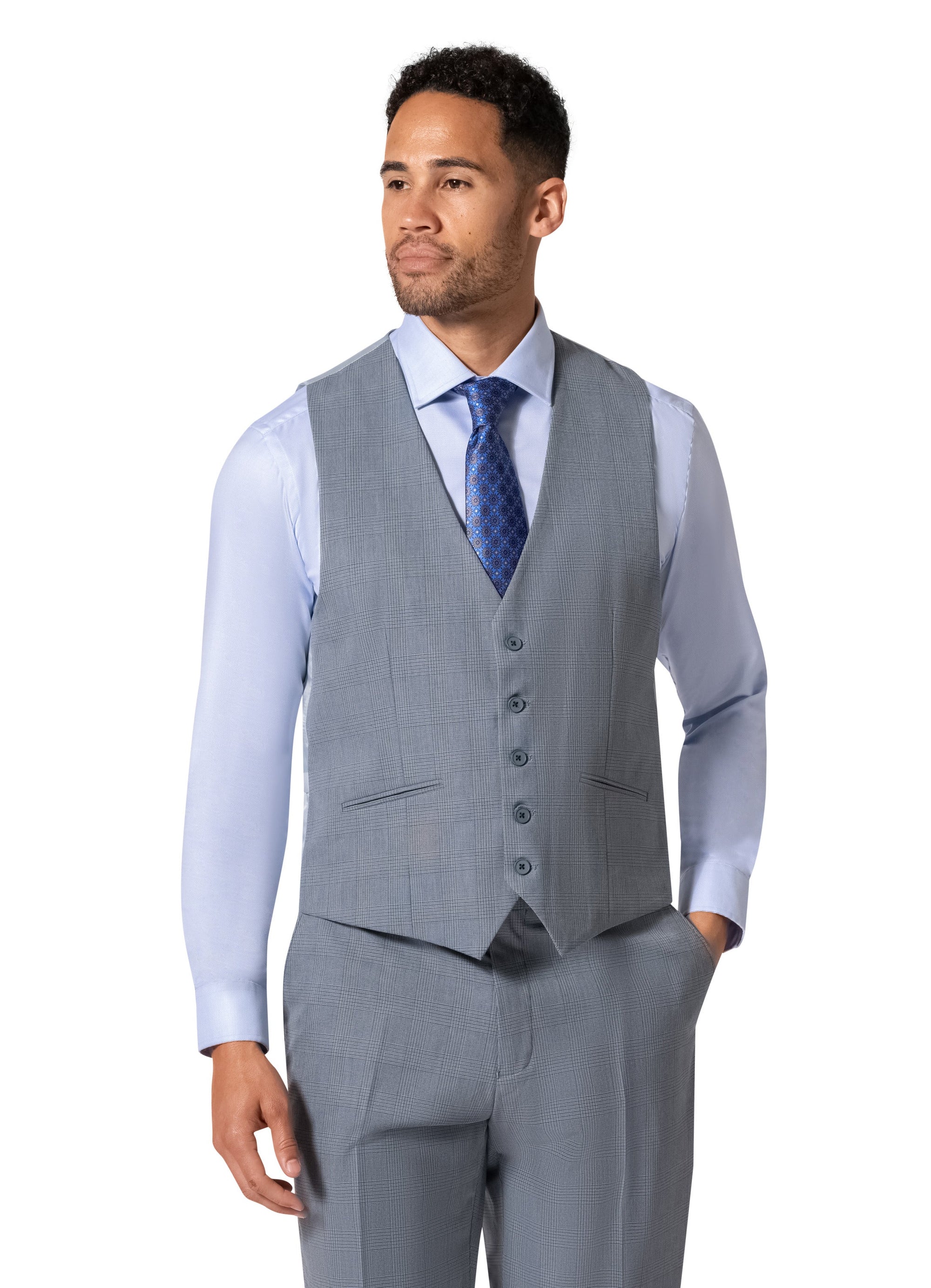 Berragamo BP04KE-07 3PC Notch Modern Suit - Blue