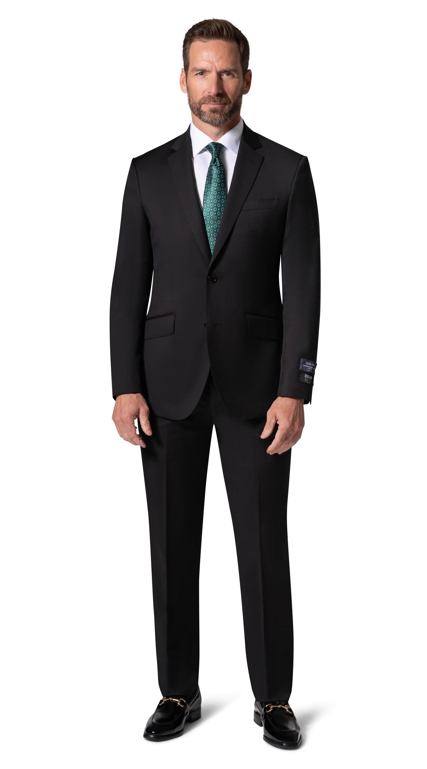 Bergamo Elegant - Reda | Modern Fit 2-Piece Solid Suit - Black