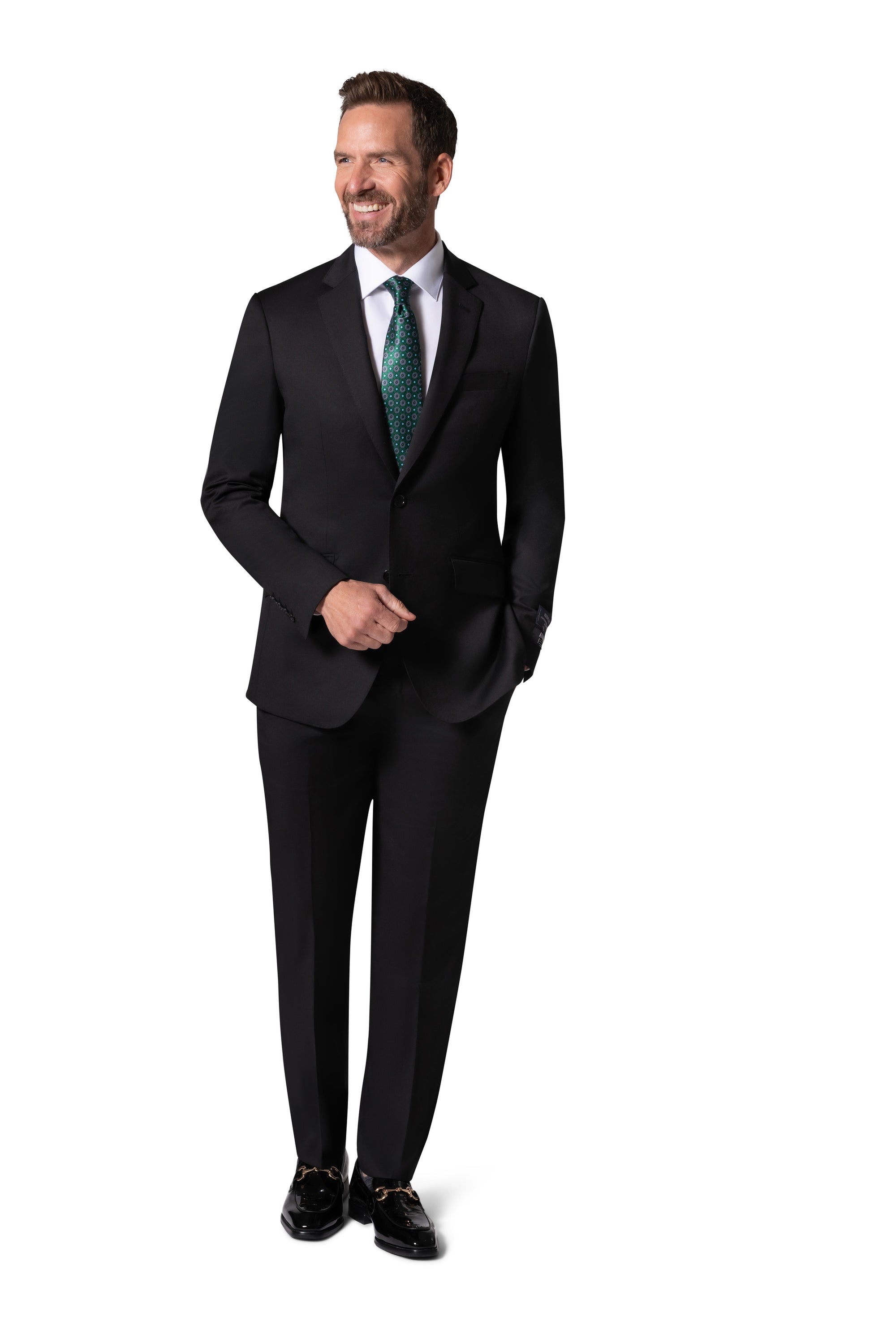 Bergamo Elegant - Reda | Modern Fit 2-Piece Solid Suit - Black