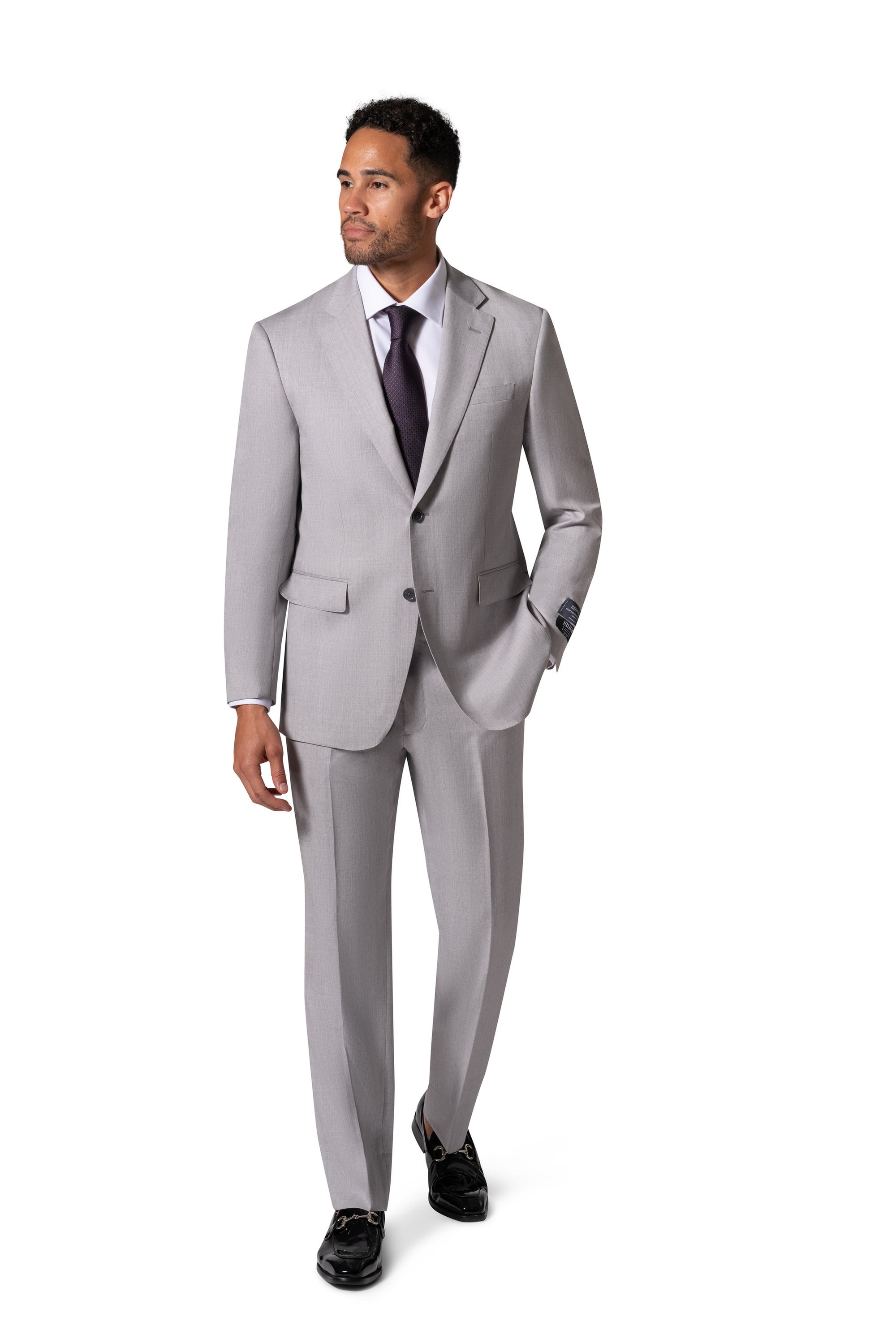 Bergamo Elegant - Reda | Modern Fit 2-Piece Solid Suit - Light Grey