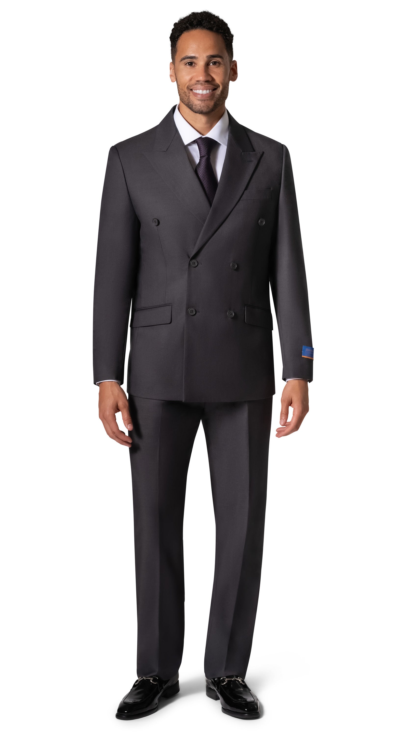 Bergamo Orange A6732 D/B Slim Fit Suit - Charcoal