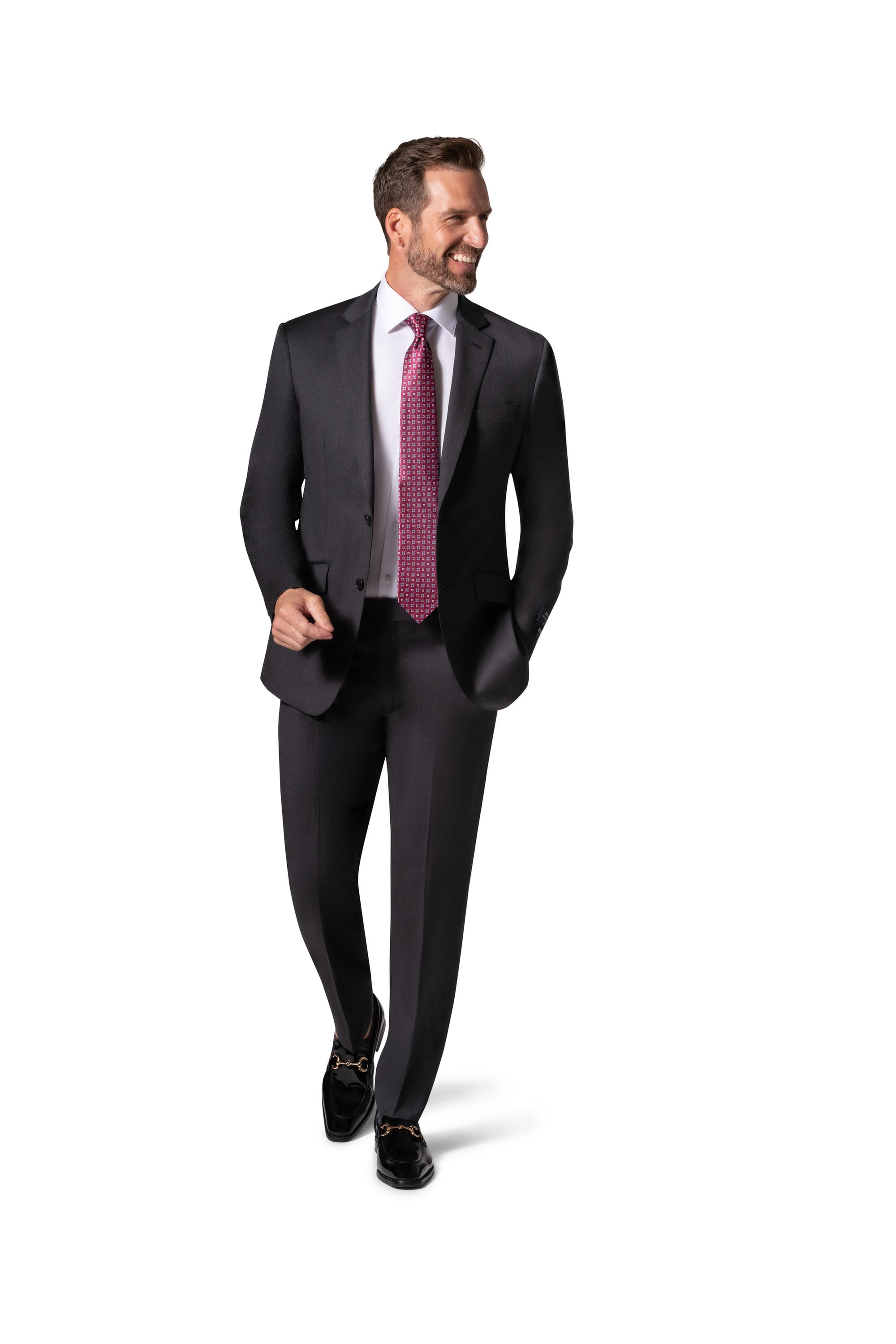 Bergamo Elegant - Reda | Modern Fit 2-Piece Solid Suit - Charcoal