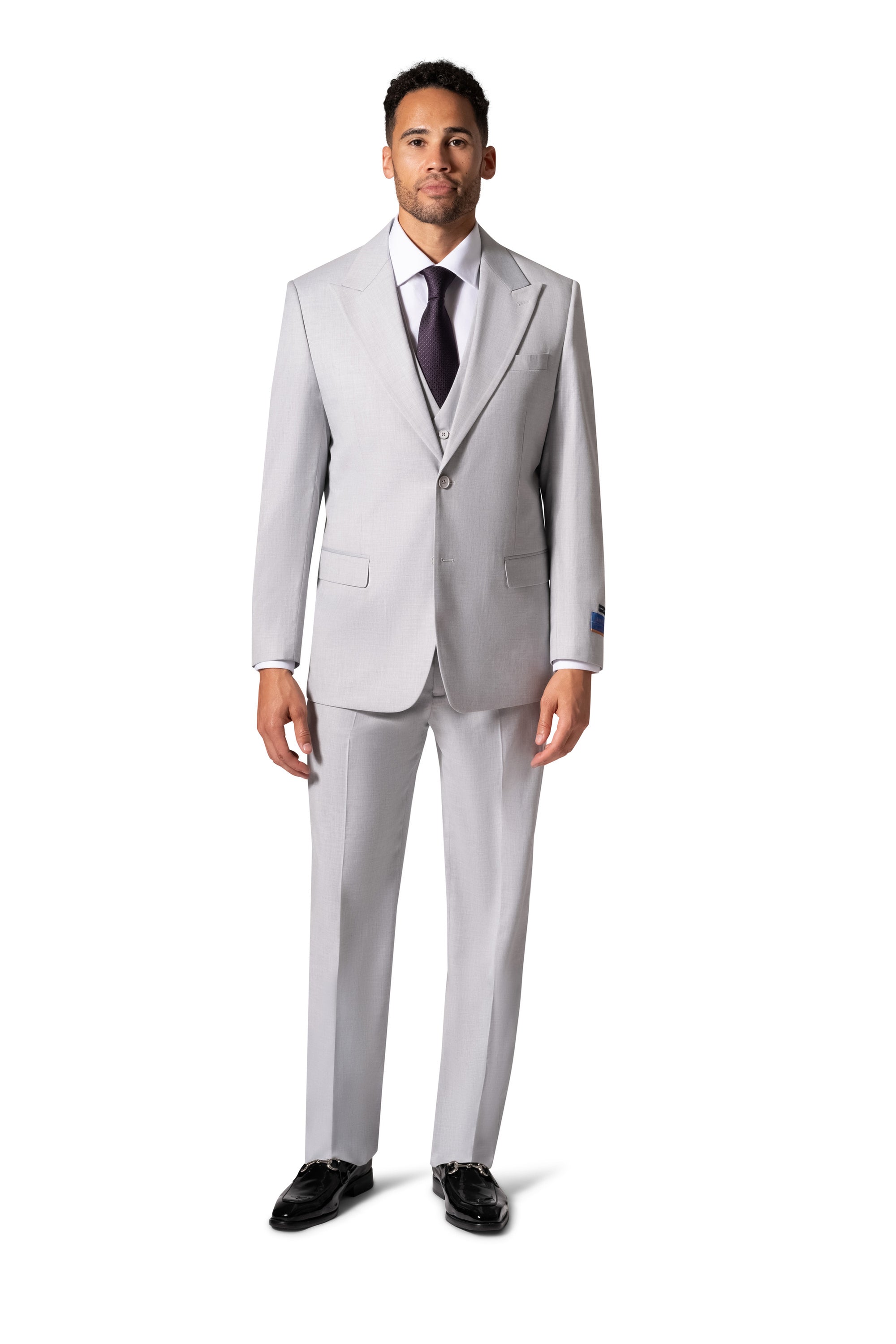 Berragamo MARCO UNI 3PC Slim Peak Suit - Light Grey