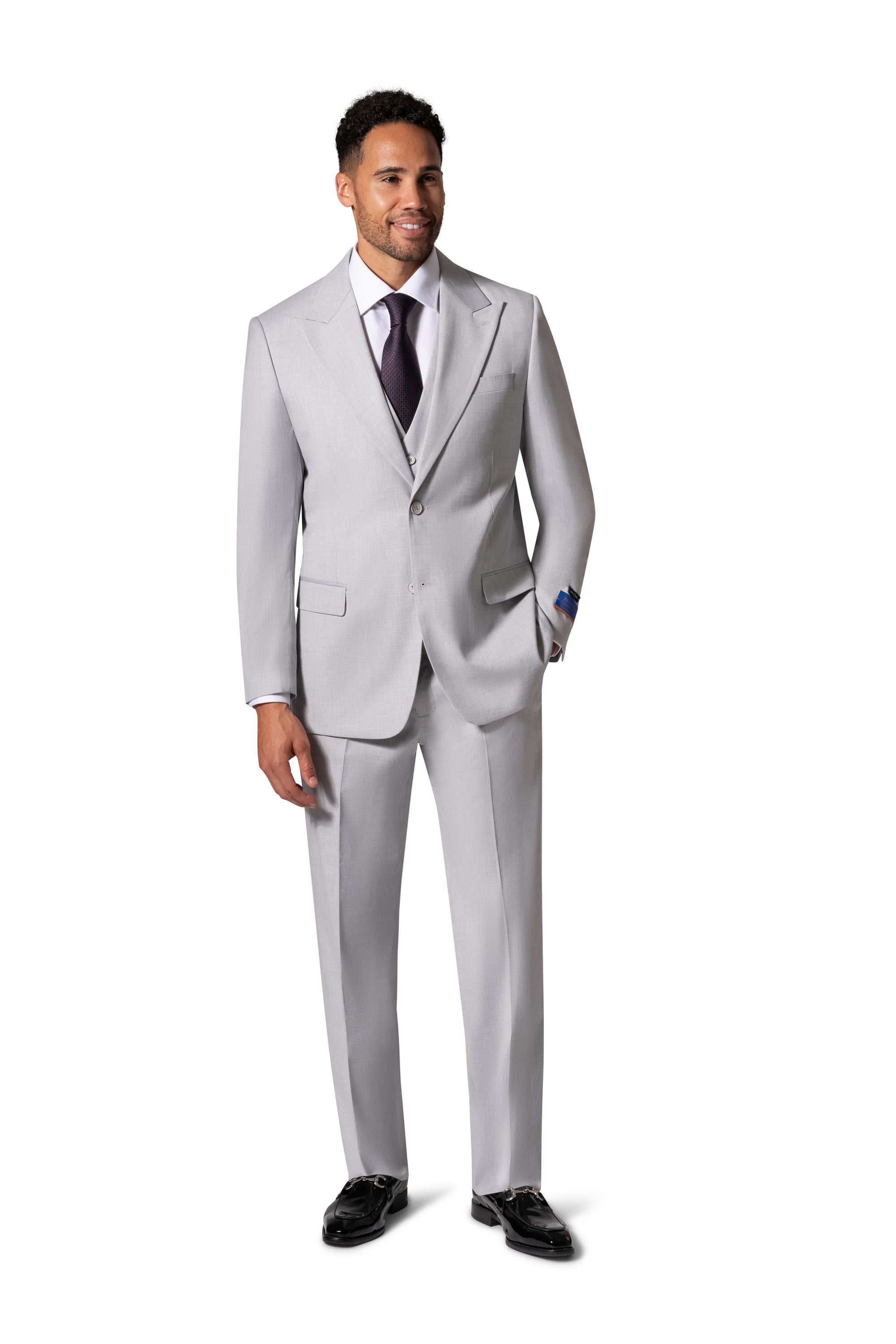 Berragamo MARCO UNI 3PC modern Peak Suit - Light Grey