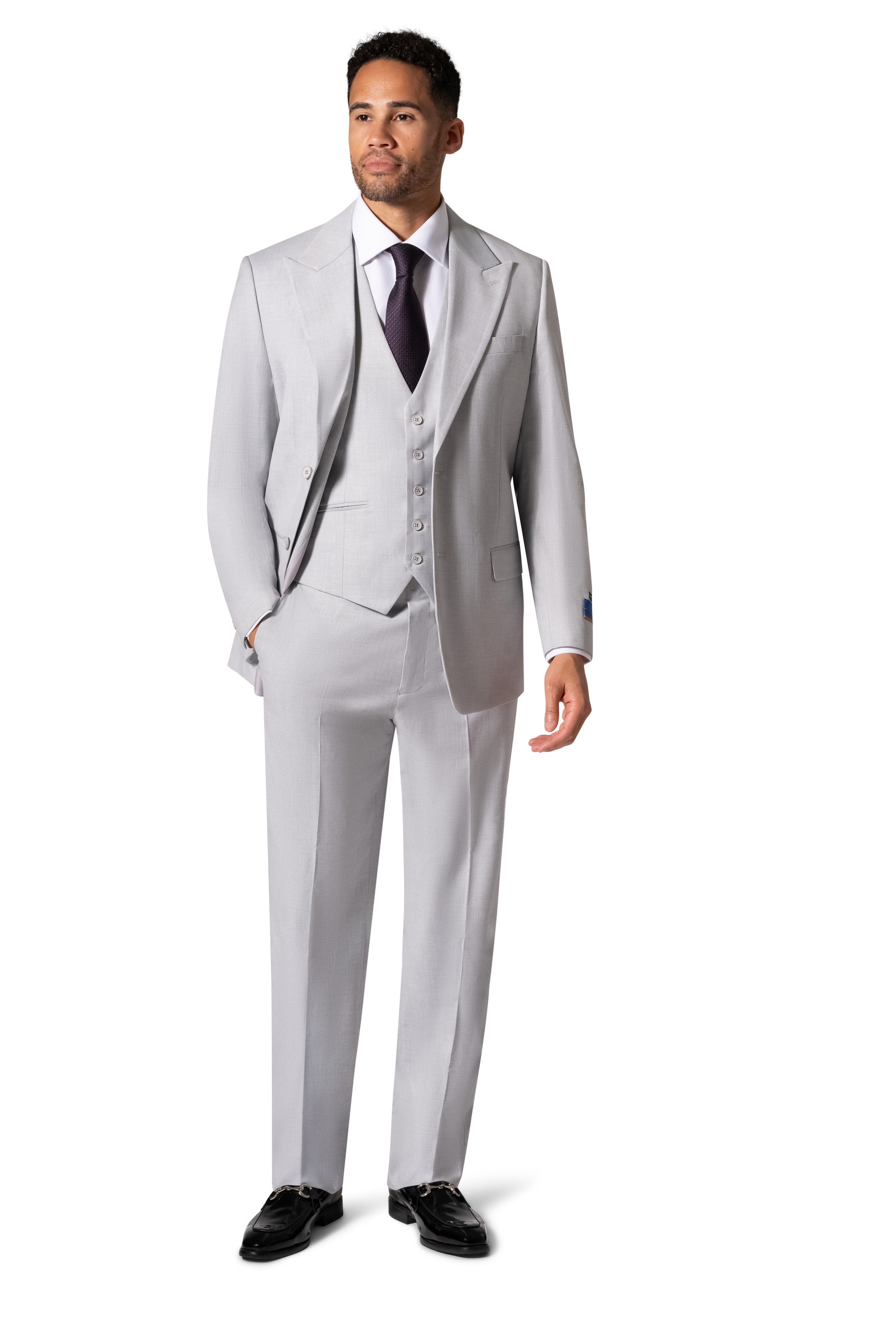 Berragamo MARCO UNI 3PC modern Peak Suit - Light Grey