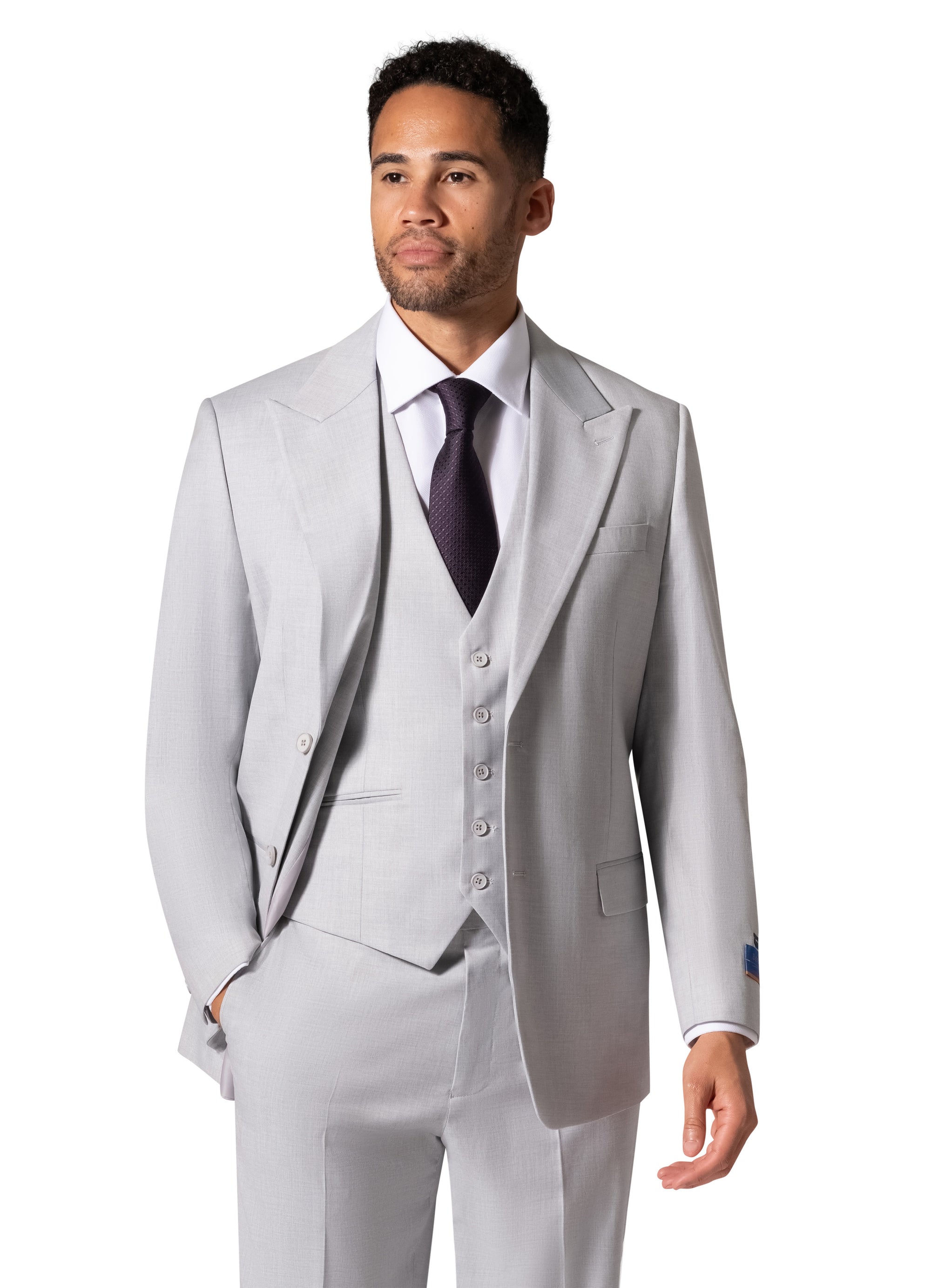 Berragamo MARCO UNI 3PC Slim Peak Suit - Light Grey