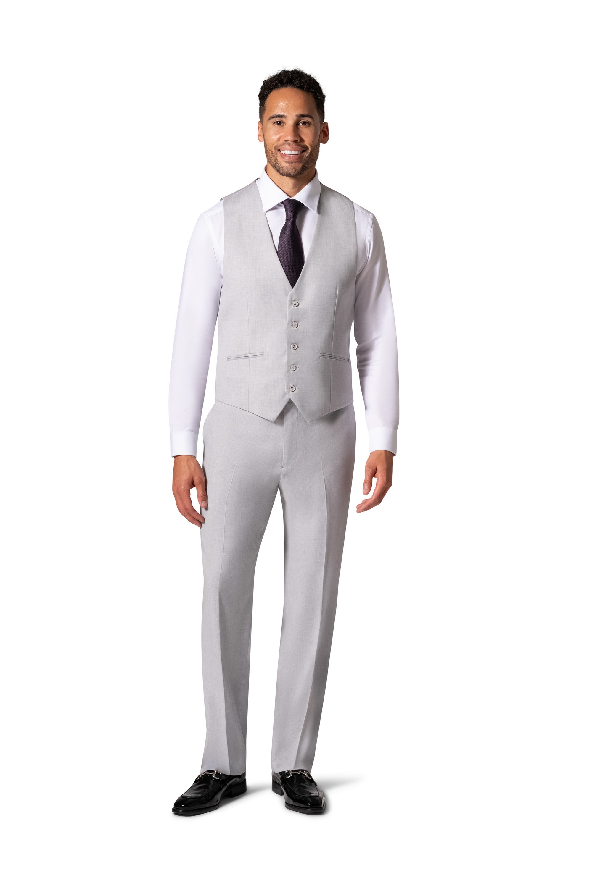 Berragamo MARCO UNI 3PC Slim Peak Suit - Light Grey