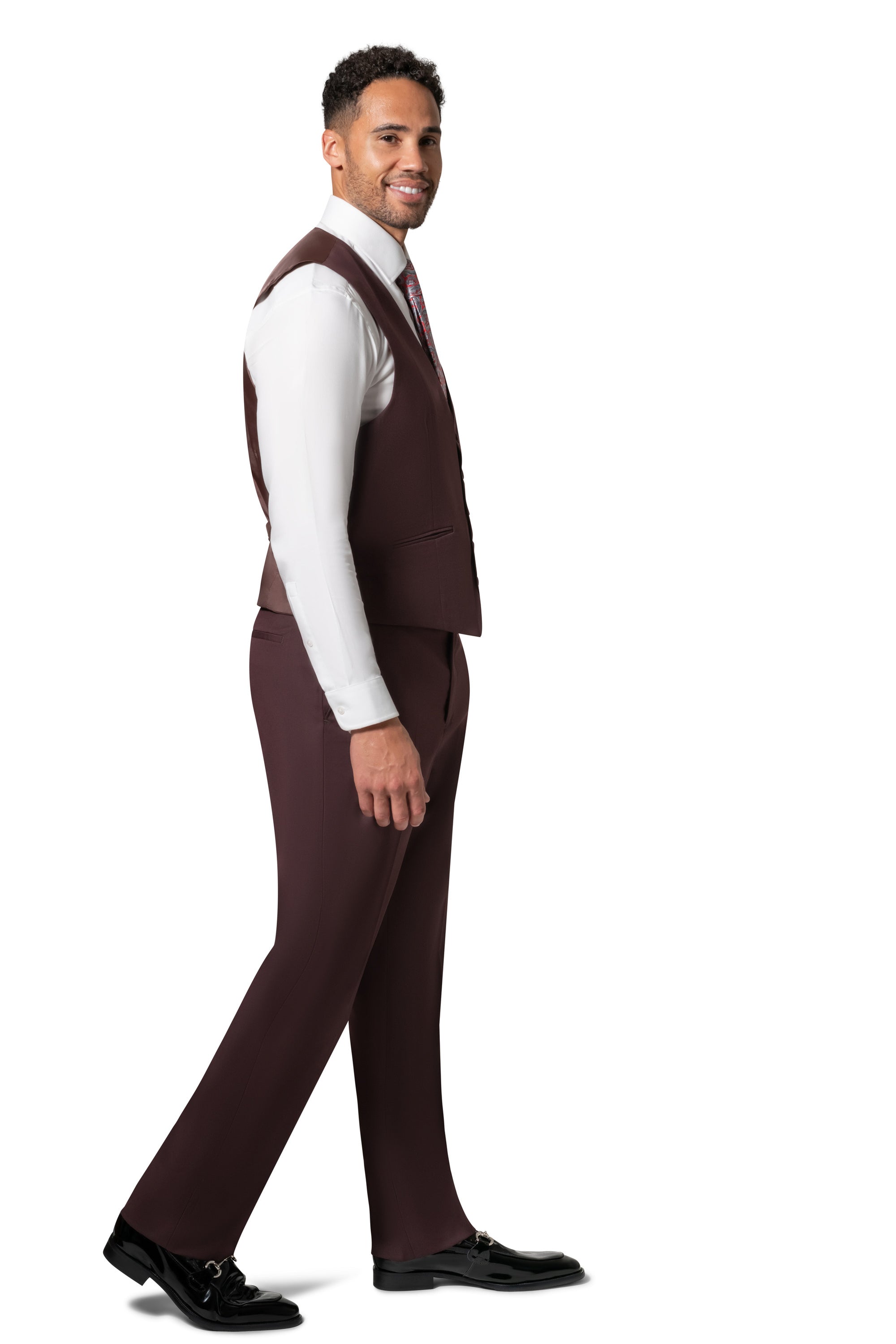 Berragamo MARCO UNI 3PC modern Peak Suit - Burgundy