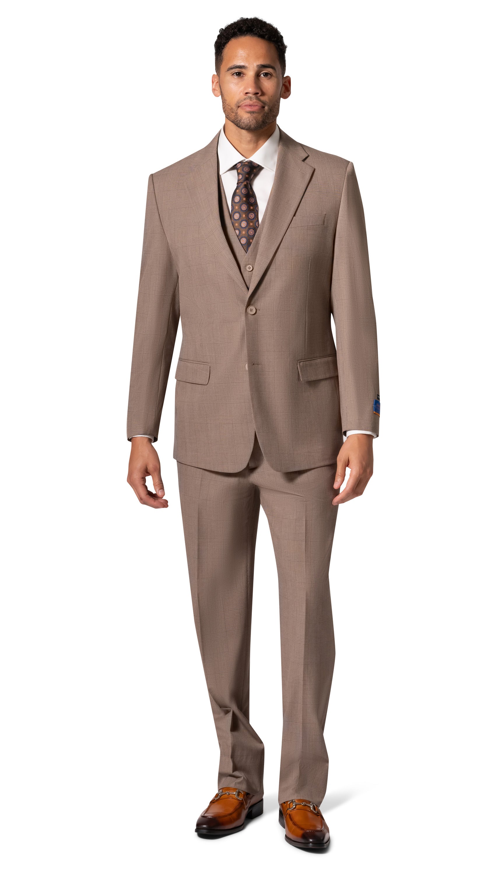 Berragamo BP04KE-07 3PC Notch Modern Suit - Tan