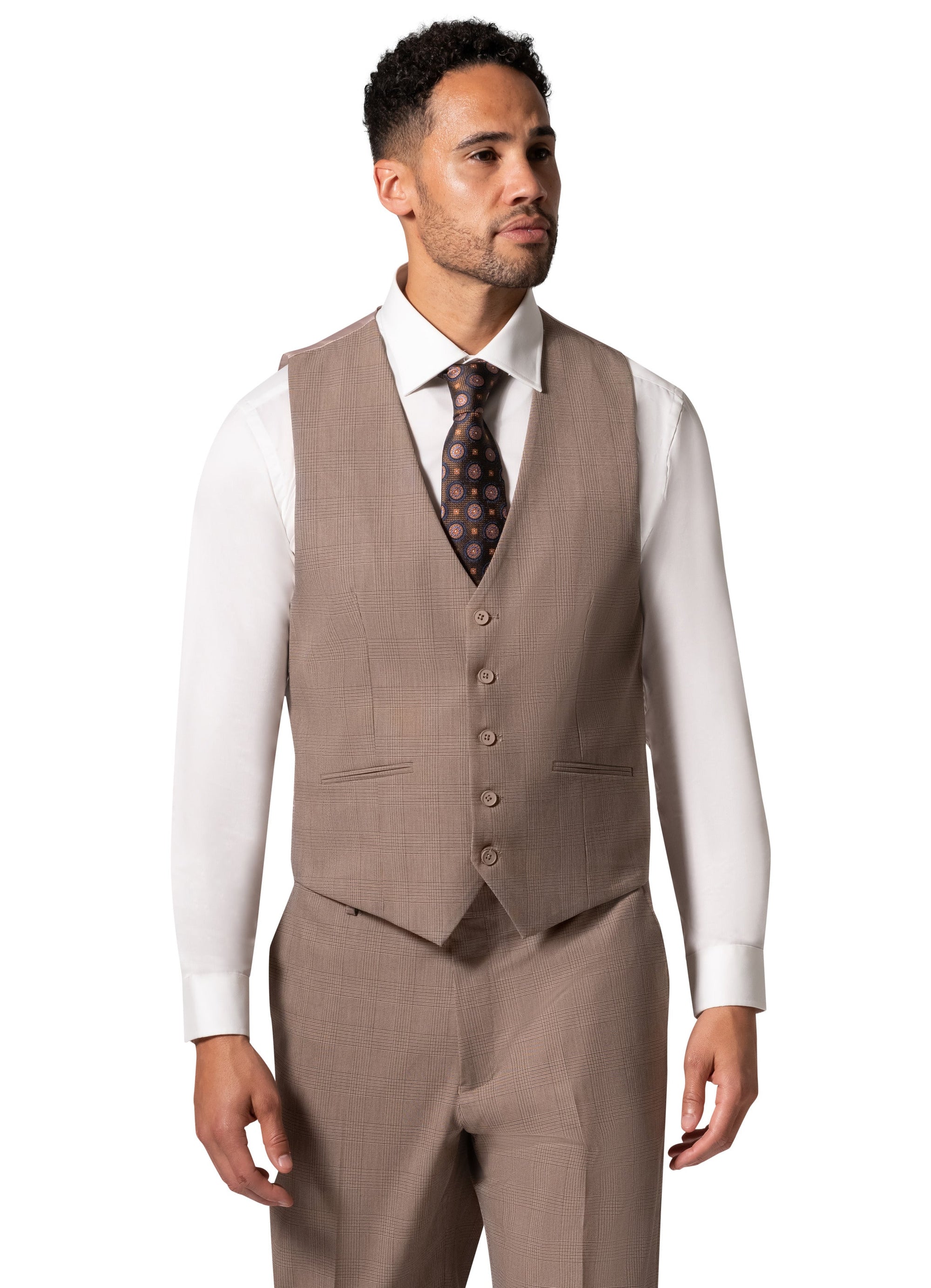 Berragamo BP04KE-07 3PC Notch Modern Suit - Tan
