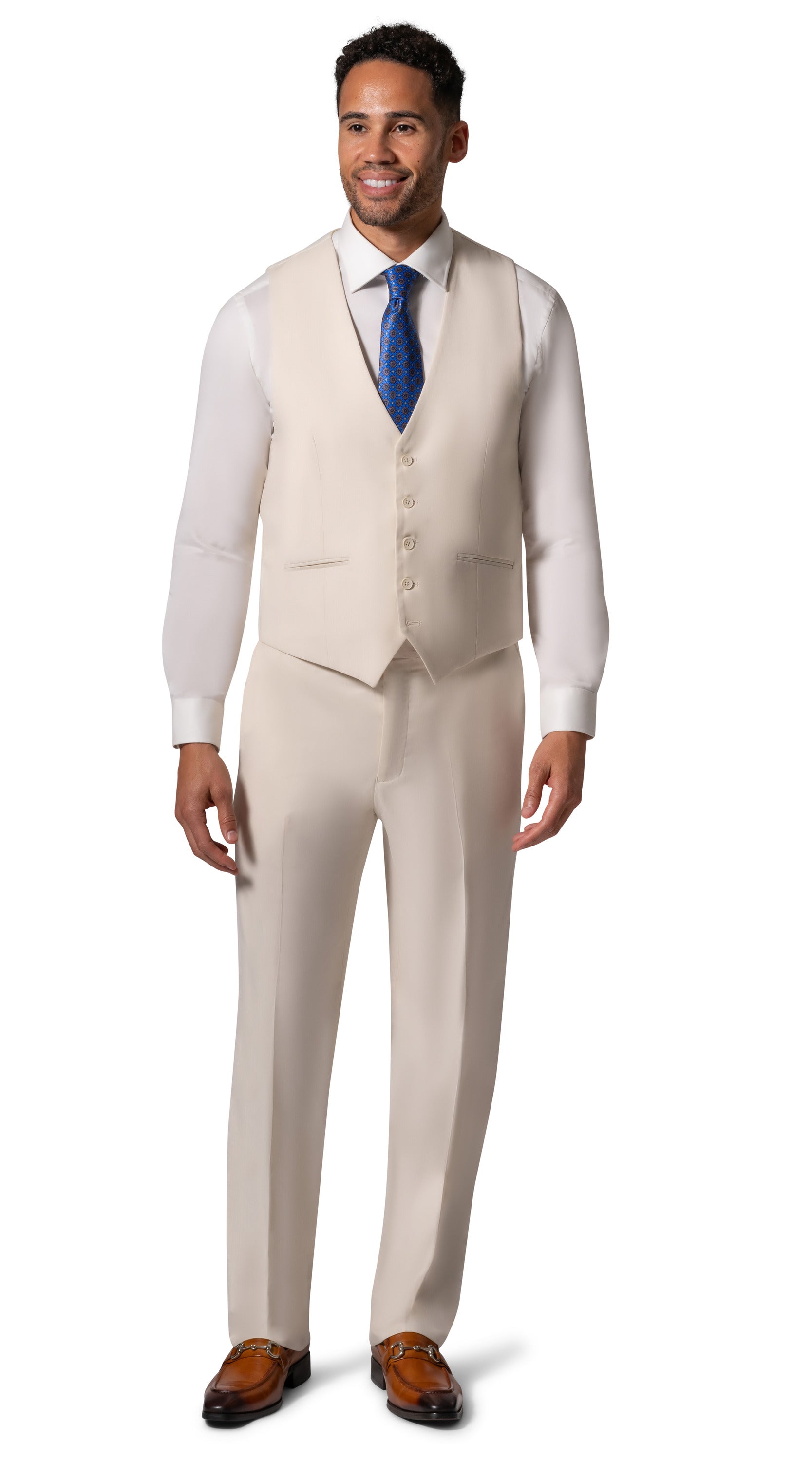 Berragamo MARCO UNI 3PC Slim Peak Suit - Cream