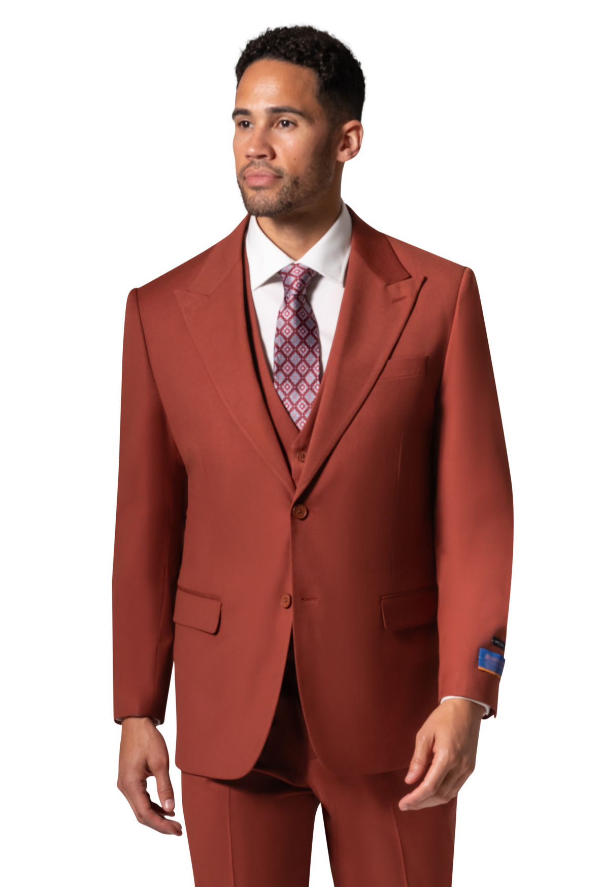 Berragamo MARCO UNI 3PC Modern Peak Suit - Rust