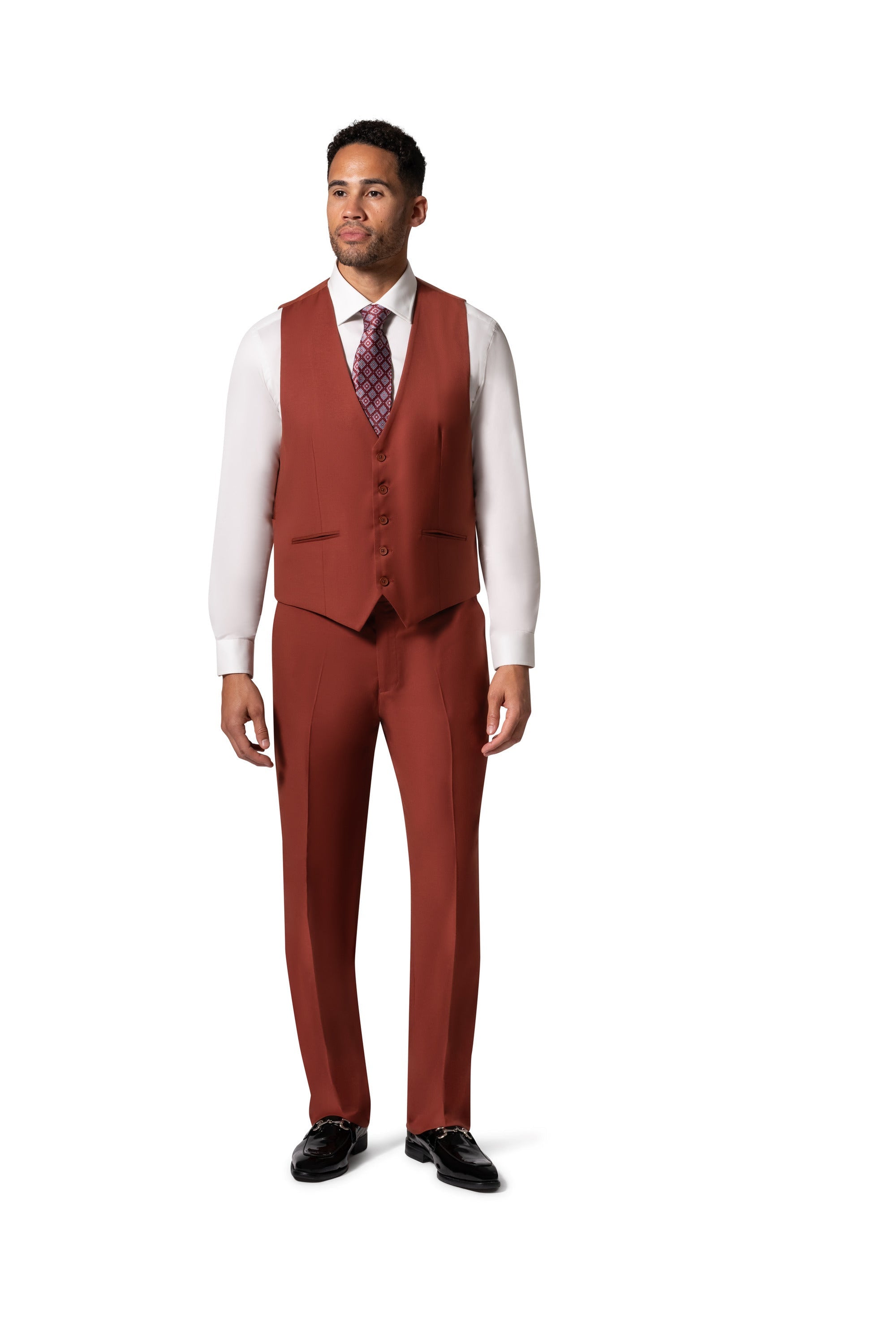 Berragamo MARCO UNI 3PC Modern Peak Suit - Rust