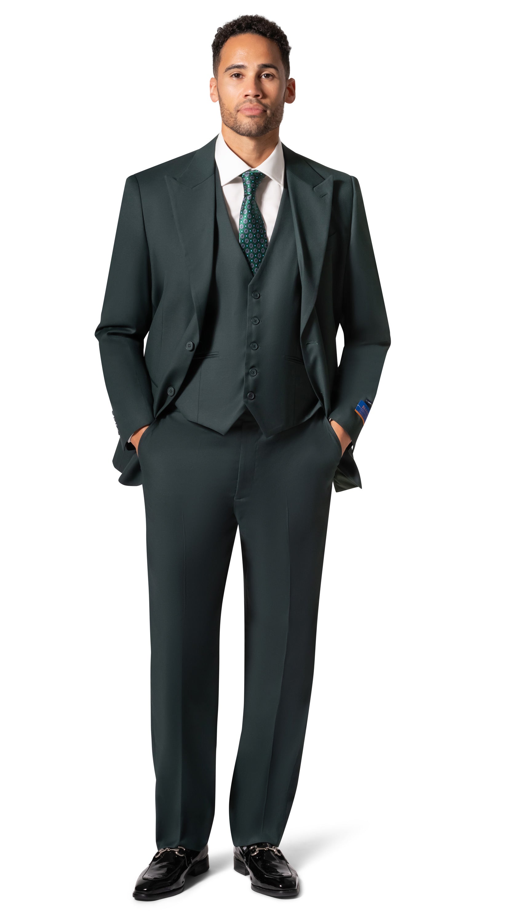 Berragamo MARCO UNI 3PC modern Peak Suit - Hunter Green