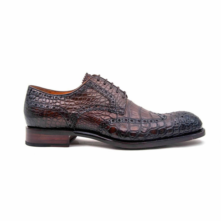 H and H Alligator Lace Up Shoes - Brown