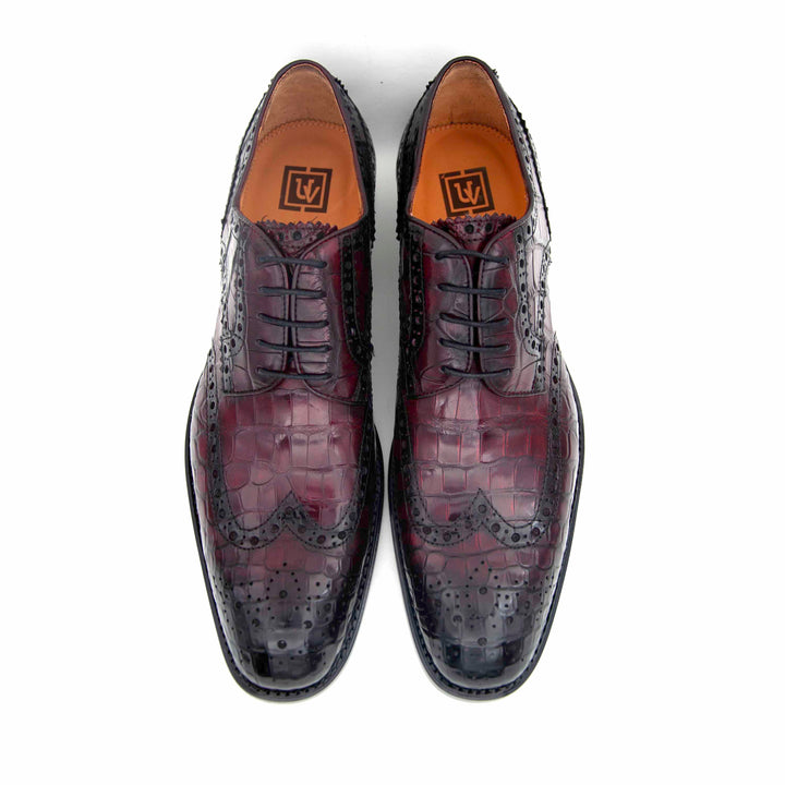 H and H Alligator Lace Up Shoes - Burgundy