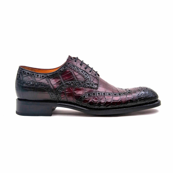 H and H Alligator Lace Up Shoes - Burgundy