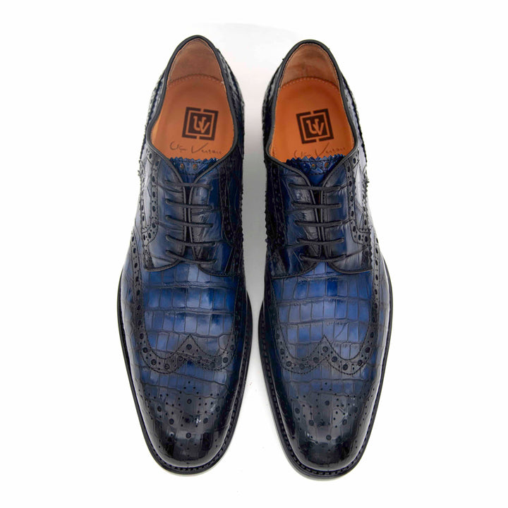 H and H Alligator Lace Up Shoes - Navy