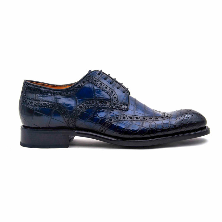 H and H Alligator Lace Up Shoes - Navy