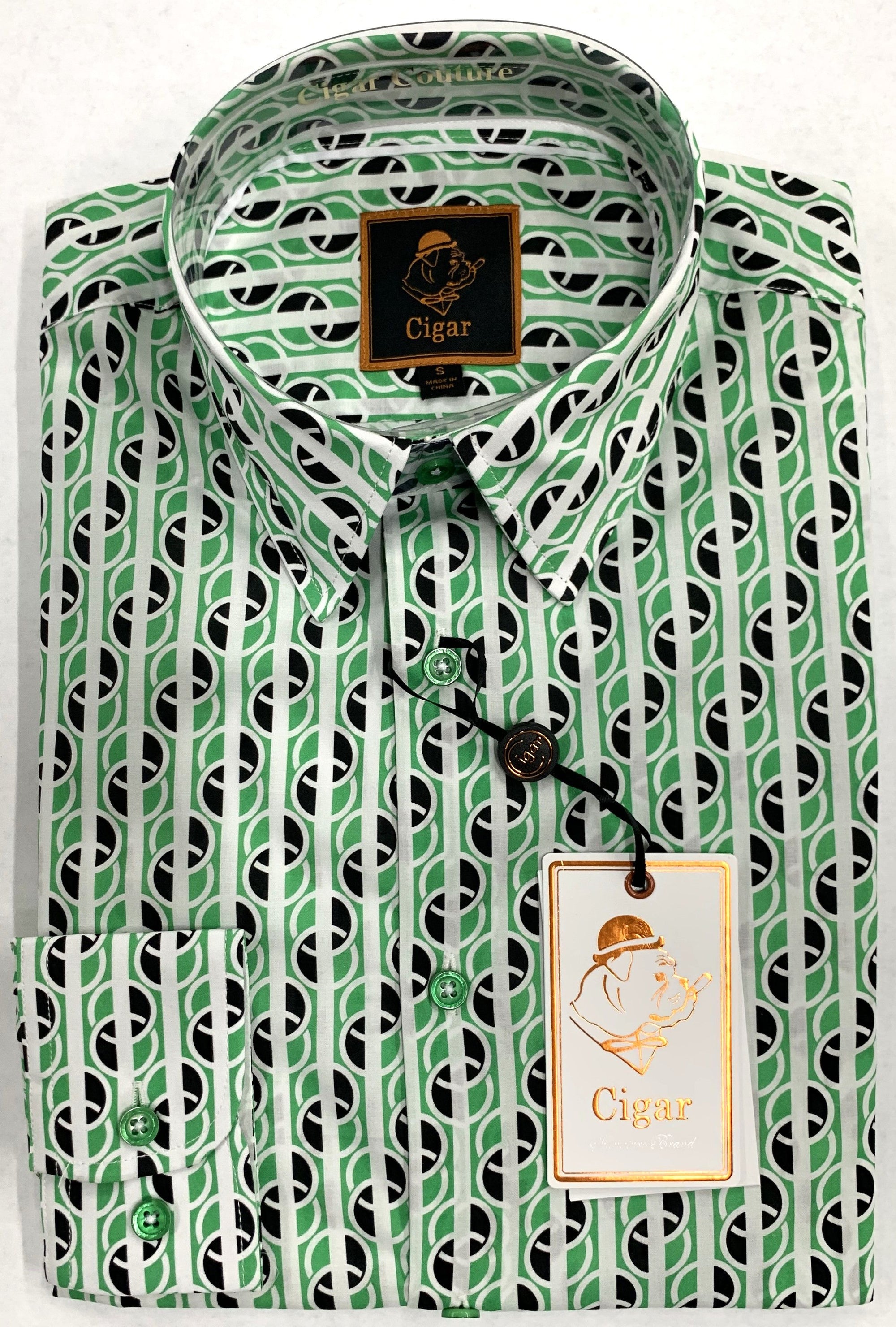 Berragamo S-4623 Long Sleeve Sport Shirt - Green